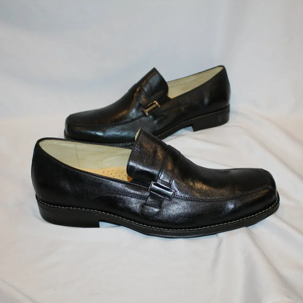 NEW SANDRO‎ MOSCOLONI MEN'S BLACK LEATHER MOC TOE LOAFER SZ 13